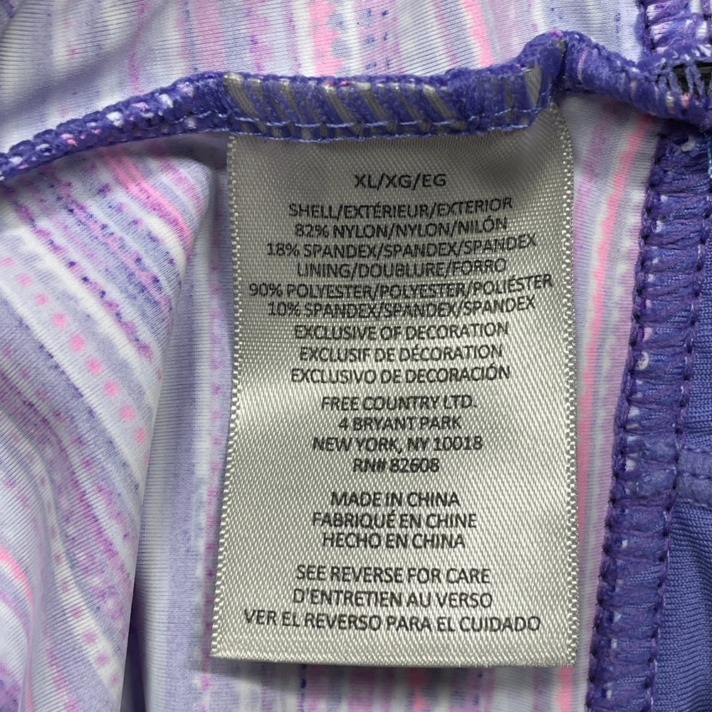 Free Country Tankini Top Women XL Purple Stripe Zip Front Racerback NEW - Picture 10 of 13